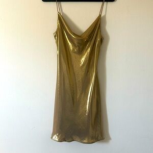 ZARA Holiday dress gold shimmer rhinestone straps